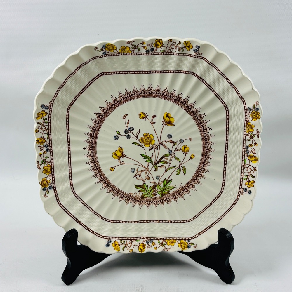 Copeland Spode Buttercup Square Luncheon Plate England Old Backstamp Vintage
